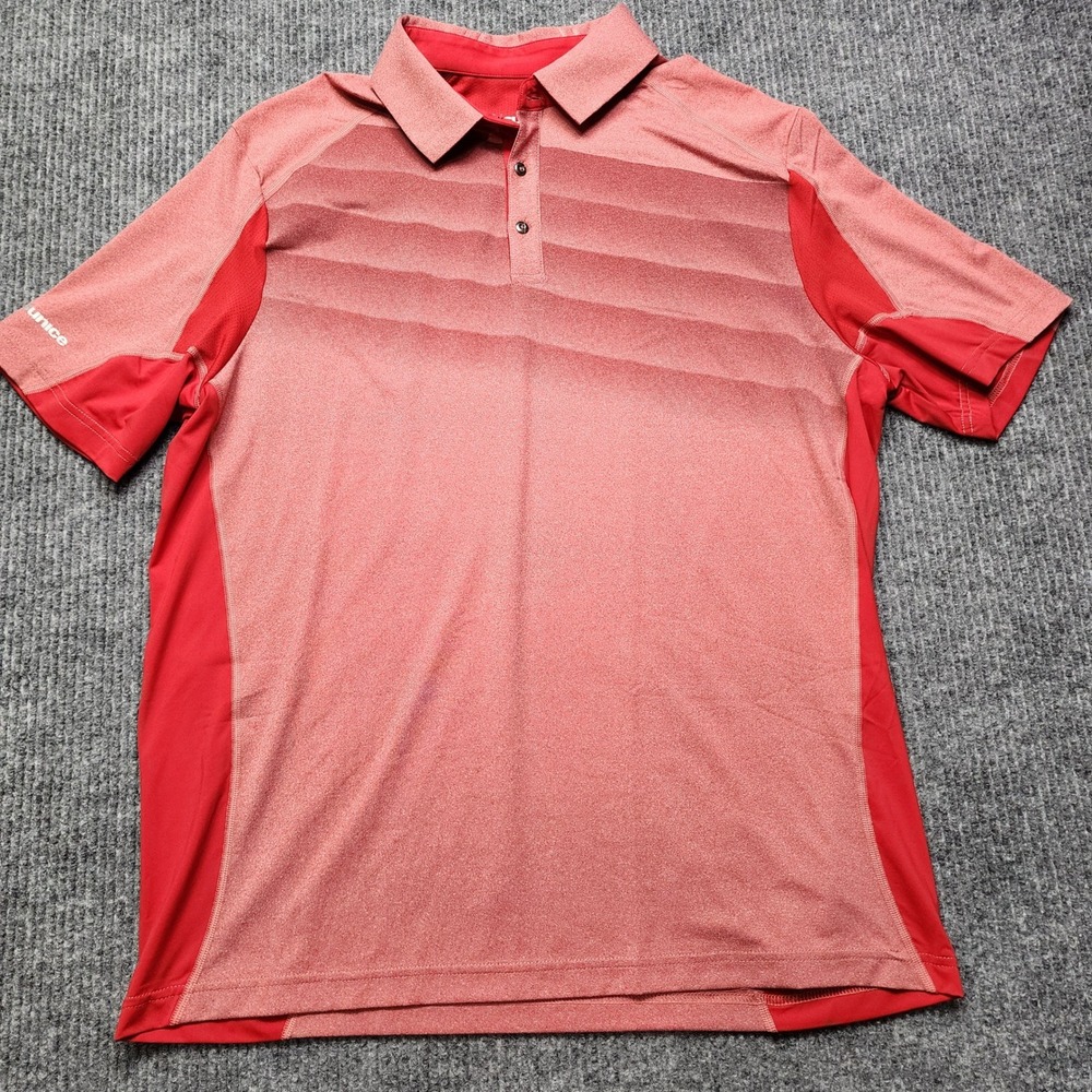 Sunice Mens Golf Polo Shirt Red Gradient Stripe Performance Short Sleeve Large